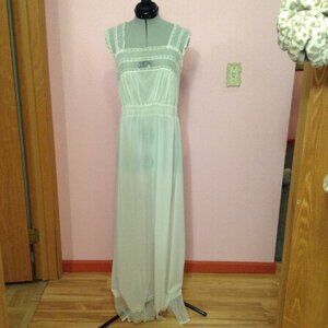 Vintage '50s 1950s - '60s 1960s Sheer Nylon Elastic Waisted Maxi Nightgown